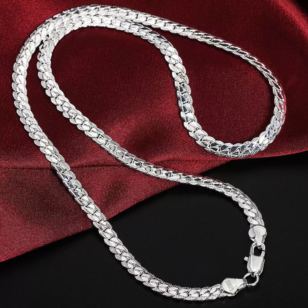 925 Sterling Silver 6mm Full Sideways Necklace - Picture 7 of 8